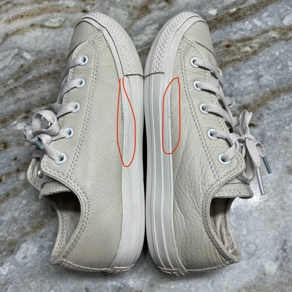 CONVERSE BEIGE LEATHER LOW SHOES